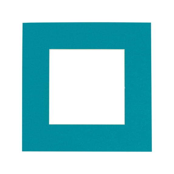 Teal Acid Free 16x16 Picture Frame Mats with White Core Bevel Cut for 8x8 Pictures - Fits 16x16