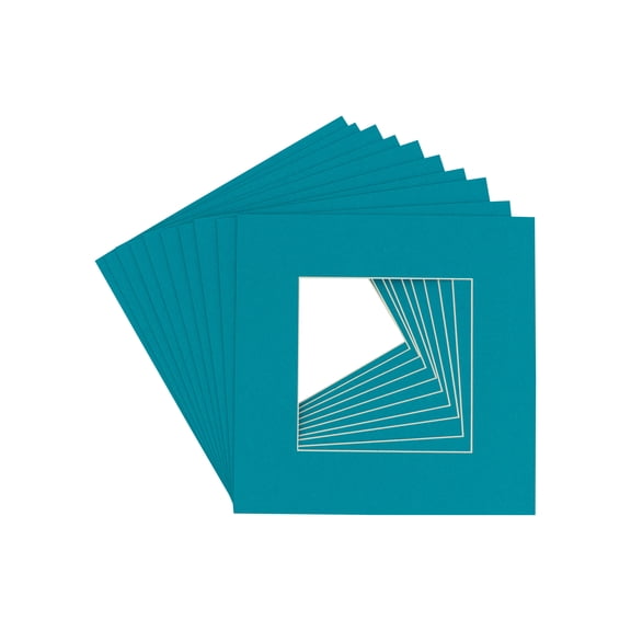 Teal Acid Free 20x20 Picture Frame Mats with White Core Bevel Cut for 8x8 Pictures - Fits 20x20