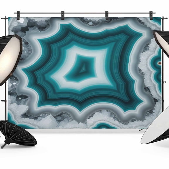 Teal Agate Backdrop for Photography, Abstract Teal White Maze-Like Cut Agate Crystal Geode Photo Backdrop Portrait Background Party Banner Photo Backgrounds for Studio Booth Props, 7x5ft