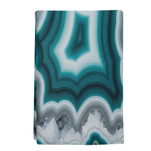 Teal Agate Kitchen Towels Set of 1, Abstract Teal White Maze-Like Cut Agate Crystal Geode Absorbent Dish Cloths 18 x 28 Inch Hand Towels for Kitchen, Quick-Dry Tea Towels for Cooking, Baking