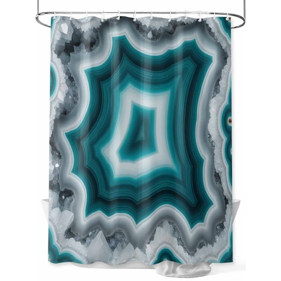 Teal Agate Shower Curtain Set ,Waterproof Fabric Shower Curtains Abstract Teal White Maze-Like Cut Agate Crystal Geode Shower Curtains for Bathroom,Bathroom Decor 54x"78"