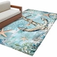 thumbnail image 1 of Teal Anchor Coastal Large Area Rugs for Bedroom Living Room, Soft Non Slip Carpet Bedside Rug, Nautical Summer Beach Starfish Botanical Rectangular Floor Cover Kitchen Accent Rug 2.7'x5' for Office, 1 of 9
