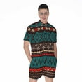 thumbnail image 1 of Teal And Brown Aztec Pattern Short Sleeve Men'S Rompers Casual Summer Jumpsuits Outfit, 1 of 4