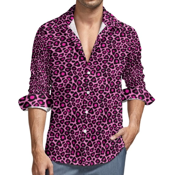 Teal And Gold Leopard Casual Shirt Man Spots Print Shirt Autumn Street Style Blouses Long Sleeve Print Oversize Clothing