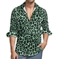 thumbnail image 1 of Teal And Gold Leopard Casual Shirt Man Spots Print Shirt Autumn Street Style Blouses Long Sleeve Print Oversize Clothing, 1 of 6