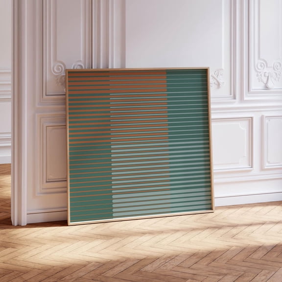 Teal And Rust Line Square Wall Art Print, Bedroom, Office, Home And Gallery Wall Decor