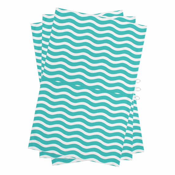 Teal Aqua Moire Ombre Kitchen Towels Set of 3, Water Absorbent Dish Towel, Water Ripple Stripe Farmhouse Decorative Hand Towels - Quick Drying Cloth for Cooking Baking, 18x28 Inch