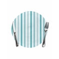 thumbnail image 1 of Teal Aqua Stripe Round Placemats for Dinning Tables,Heat-proof Braided Table Mats 13 Inch,Gradient Geometric White Vertical Striped Washable Place Mat for Kitchen Restaurant Party Decor Table Setting, 1 of 9