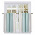 thumbnail image 1 of Teal Aqua Stripes Kitchen Curtains, Minimalist Abstract Vertical Lines Light Filtering Window Curtain Panels, 2Pcs Rod Pocket Window Treatments Set for RV Dining Room Study Room 42x45 Inches, 1 of 9