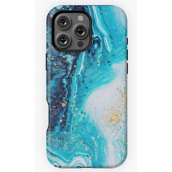Teal Aqua Turquoise Marble Pattern Phone Case for iPhone 16 15 14 13 12 11 Pro Max