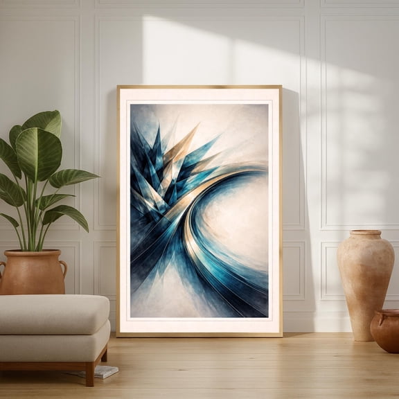 Teal Arc Geometry Abstract Poster, Unframed Paper Poster 8x10in