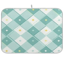 Teal Argyle Pattern Dish Drying Mat Kitchen Mats Microfiber Counter Absorbent Dish Pad Drainer Rack