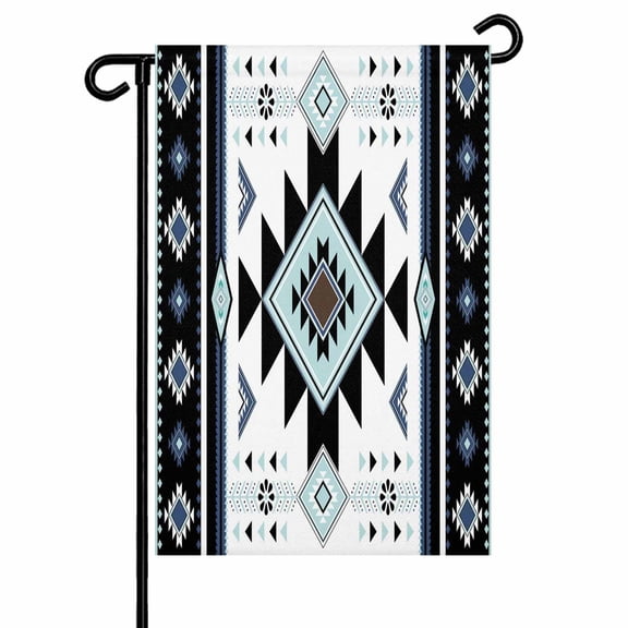 Teal Aztec Garden Flag 12x18 Inch Tribal Vintage Art Double Sided Small Decorative Garden Flags for Outside, Outdoor Yard Porch Lawn Decoration