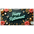 thumbnail image 1 of Teal Backdrop Banner with Orange Balloons and Golden Scrolls Happy Retirement Decoration Party Supplies Photography Props Retirement Event Decor Background, 1 of 8