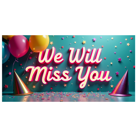 Teal Background Party Decor Banner with We Will Miss You Message Sparklers Balloons Champagne Glasses Party Supplies Farewell Party Photography Props Celebration Decorations