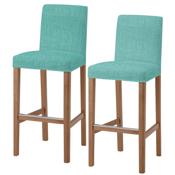Teal Bar Stool Cover Set of 2, Farmhouse Burlap Solid Green Color Modern Linen Texture Stretch Bar Chair Cover, Removable Washable Pub Counter Stool Chair Slipcover for Kitchen Dining Room Pub Cafe