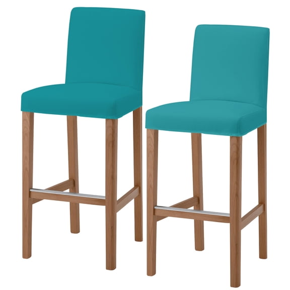 Teal Bar Stool Cover Set of 2, Farmhouse Solid Turquoise Color Modern Art Stretch Bar Chair Cover, Removable Washable Pub Counter Stool Chair Slipcover for Kitchen Dining Room Pub Cafe