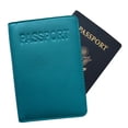 thumbnail image 1 of Teal Basic Genuine Leather RFID Passport Cover, 1 of 8