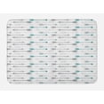 thumbnail image 1 of Teal Bath Mat, Retro Arrow Pattern In Horizontal Line Heading To Opposite Directions Art Print, Non-Slip Plush Mat Bathroom Kitchen Laundry Room Decor, 29.5 X 17.5 Inches, Grey Teal White, Ambesonne, 1 of 2