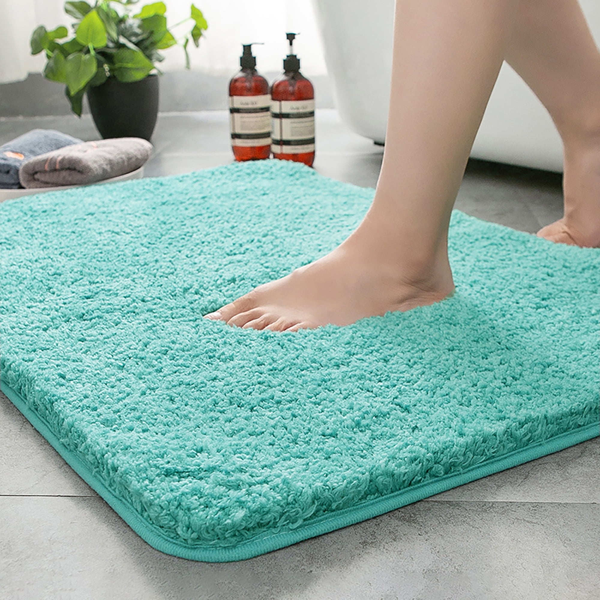 Teal Bathroom Rug Mat, Extra Soft and Absorbent Microfiber Bath