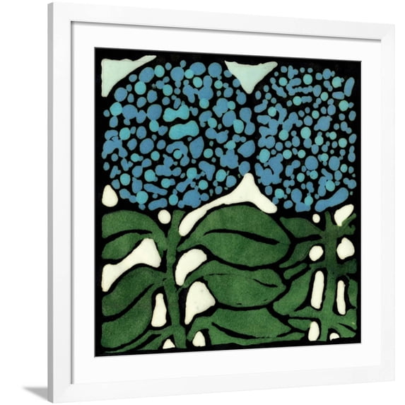 Art.com Teal Batik Botanical V Art Print by Andrea Davis, White Frame Wall Art, 38" x 38"