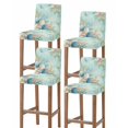 thumbnail image 1 of Teal Beach Coastal Bar Stool Covers Set of 4, Summer Nautical Coral Shell Botanical Stretch Washable Bar Chair Covers with Backs, Removable Pub Counter Height Chair Cover for Kitchen Dining Room Cafe, 1 of 7