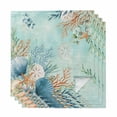 thumbnail image 1 of Teal Beach Coastal Cloth Napkins, Summer Nautical Coral Shell Botanical Washable and Reusable Dinner Napkins Set of 4, Table Napkin for Kitchen Party Birthday Wedding Hotel Housewarming 20"x20", 1 of 9