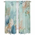 thumbnail image 1 of Teal Beach Coastal Kitchen Curtain for Berdoom Living Room Cafe 72 Inch Length, Summer Nautical Coral Shell Botanical Tiers Curtains Light Filtering Drapes Window Treatment 2 Panels 52"Wx72"L, 1 of 8