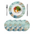 thumbnail image 1 of Teal Beach Coastal Round 13 Inch Placemats Set of 4, Summer Nautical Coral Shell Botanical Vintage HeatResistant Non Slip Place Mats for Dining Table, Wipeable Kitchen Table Mats for Housewarming, 1 of 9