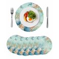 thumbnail image 1 of Teal Beach Coastal Round 15 Inch Placemats Set of 6, Summer Nautical Coral Shell Botanical HeatResistant Non Slip Place Mats for Dining Table, Wipeable Braided Kitchen Table Mats for Housewarming, 1 of 9