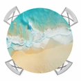thumbnail image 1 of Teal Beach Round Tablecloth for 36-44 Inch Tables, Fitted Table Cover with Elastic Edge, Summer Ocean Coastal Nautical Seaside Waterproof Outdoor Table Cloth Protector for Patio Garden Dinner Picnic, 1 of 9