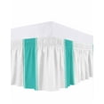 thumbnail image 1 of Teal Bed Skirt King Size 18" Drop Stripes Solid Color Ruffled Wrap Around Bed Skirts Adjustable Elastic Bedskirt Dust Ruffle for King Size Bed, 1 of 7