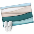 thumbnail image 1 of Teal Beige Area&nbsp;Rug 2x3ft Gradient Waves Abstract Ombre Stripes Modern Non-Slip&nbsp;Washable Square&nbsp;Rugs Soft Felt Indoor Floor Mat for Bedroom Kitchen Living Room Bathroom, 1 of 9