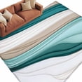 thumbnail image 1 of Teal Beige Area&nbsp;Rug 8x10ft Gradient Waves Abstract Ombre Geometric Modern Non-Slip&nbsp;Washable Square&nbsp;Rugs Soft Felt Indoor Floor Mat for Bedroom Kitchen Living Room Bathroom, 1 of 9