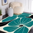 thumbnail image 1 of Teal Beige Black Flower Pattern Vintage Area Rug For Livingroom Diningroom Machine Washable Non Shedding Large Boho Carpet In Conference Room Apartment Midcentury Aesthetic Rugs 4x5ft, 1 of 6