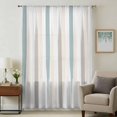 thumbnail image 1 of Teal Beige Brown Sheer Curtains 45 Inches Long, Modern Oil Painting Striped Abstract Art Light Filering Curtains, Breathable Simi Curtain Privacy Drapes for Kitchen Bathroom Small Window Treatment, 1 of 9