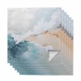 thumbnail image 1 of Teal Beige Cloth Napkins, Modern Oil Painting Art Coastal Washable and Reusable Dinner Napkins Set of 6, Table Napkin for Kitchen Party Birthday Wedding Hotel Housewarming 20"x20", 1 of 8