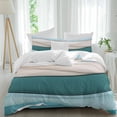 thumbnail image 1 of Teal Beige Duvet Cover Set King Size, Gradient Waves Abstract Ombre Stripes Modern 4 Piece Soft Microfiber Bedding Set with 1 Duvet Cover, 1 Flat Sheet, 2 Pillowcases, 1 of 9