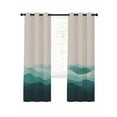 thumbnail image 1 of Teal Beige Ombre Blackout Curtains 45 Inches Long for Bedroom, Minimalist Ocean Waves Linen Thermal Insulated Room Darkening Black Out Window Curtain Panels Grommet Drapes for Living Room, 1 of 8