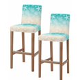 thumbnail image 1 of Teal Beige Ombre Coastal Bar Stool Covers Set of 2, Nautical Beach Starfish Coral Summer Stretch Bar Chair Covers with Backs, Removable Pub Counter Height Chair Cover for Kitchen Dining Room Cafe, 1 of 7