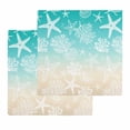 thumbnail image 1 of Teal Beige Ombre Coastal Kitchen Dish Towels for Drying Dishes Set of 2, Nautical Beach Starfish Coral Summer Waffle Weave Microfiber Hand Tea Bathroom Towels Quick Dry & Absorbent Towel 12x12, 1 of 7