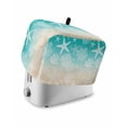 thumbnail image 1 of Teal Beige Ombre Coastal Small Toaster Cover 2 Slice, Kitchen Appliance Covers, Nautical Beach Starfish Coral Summer Toaster Oven Cover with Loop, Bread Machine Cover Polyester Dust Cover Protection, 1 of 4