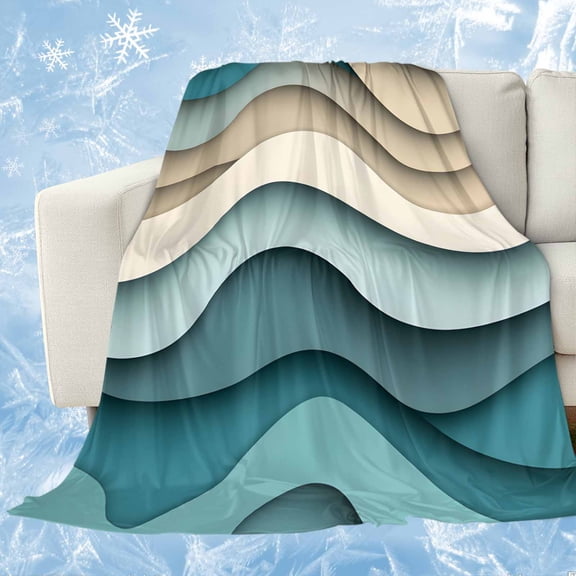 Teal Beige Ombre Cooling Blanket,Lightweight Breathable Summer Throw Blanket with Double Sided Cold Effect,Moire Modern Abstract Art Geometric Picnic Blankets Bed Sheet for Hot Sleepers 60"x80"