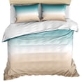 thumbnail image 1 of Teal Beige Ombre Cream Bedding 3 Piece Duvet Cover Set Twin Size, Modern Turquoise Abstract Art Aesthetics Soft Microfiber Comforter Cover with Zipper Closure & Pillowcases, FadeResistant Quilt Cover, 1 of 9