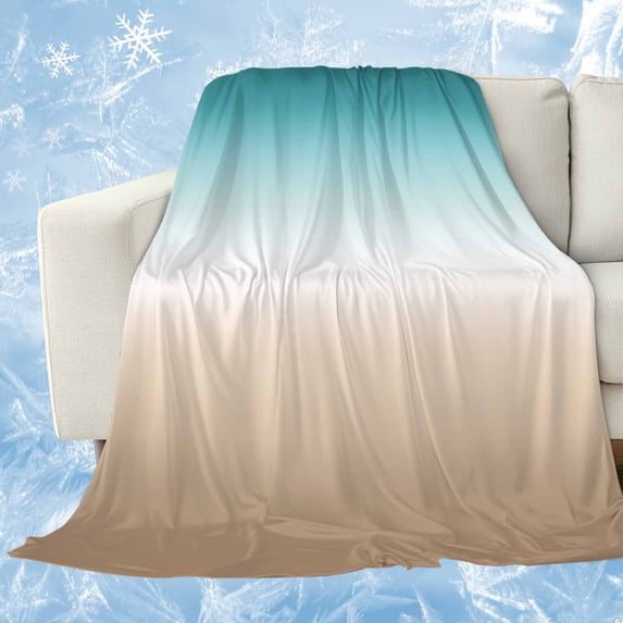 Teal Beige Ombre Cream Cooling Blanket,Lightweight Summer Throw Blanket with Double Sided Cold Effect,Modern Turquoise Abstract Art Aesthetics Picnic Blankets Bed Sheet for Hot Sleepers 40"x60"