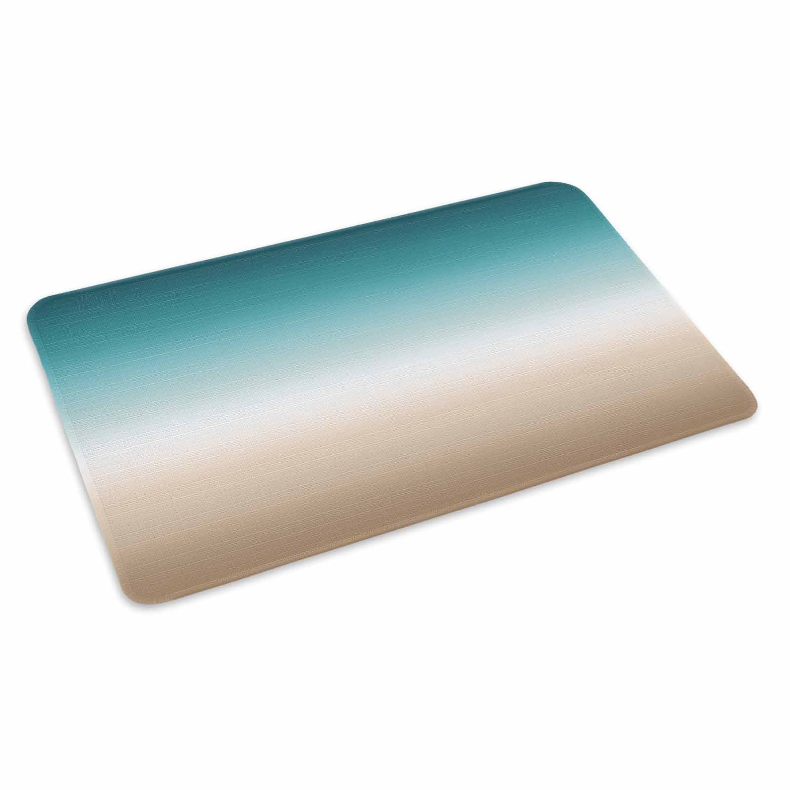 Teal Beige Ombre Cream Doormat Outdoor Entrance 24"x36", Modern Turquoise Abstract Art Aesthetics Absorb Moisture Dirt Door Mats, Non-Slip Rubber Backing Floor Mats Indoor, Low-Profile Front Rugs