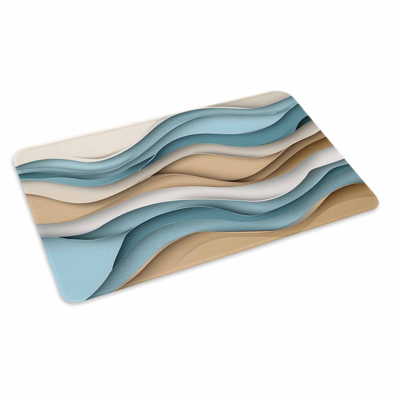 Teal Beige Ombre Doormat Outdoor Entrance 24"x36", Abstract Geometric Modern Moire Absorb Moisture Dirt Door Mats, Non-Slip Rubber Backing Floor Mats Indoor, Low-Profile Front Door Rugs