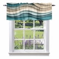 thumbnail image 1 of Teal Beige Ombre Kitchen Curtain Valances for Windows Farmhouse Short Curtains, Moire Modern Abstract Art Geometric Rod Pocket Valance Curtain for Bedroom Cafe Living Room, 1 of 8