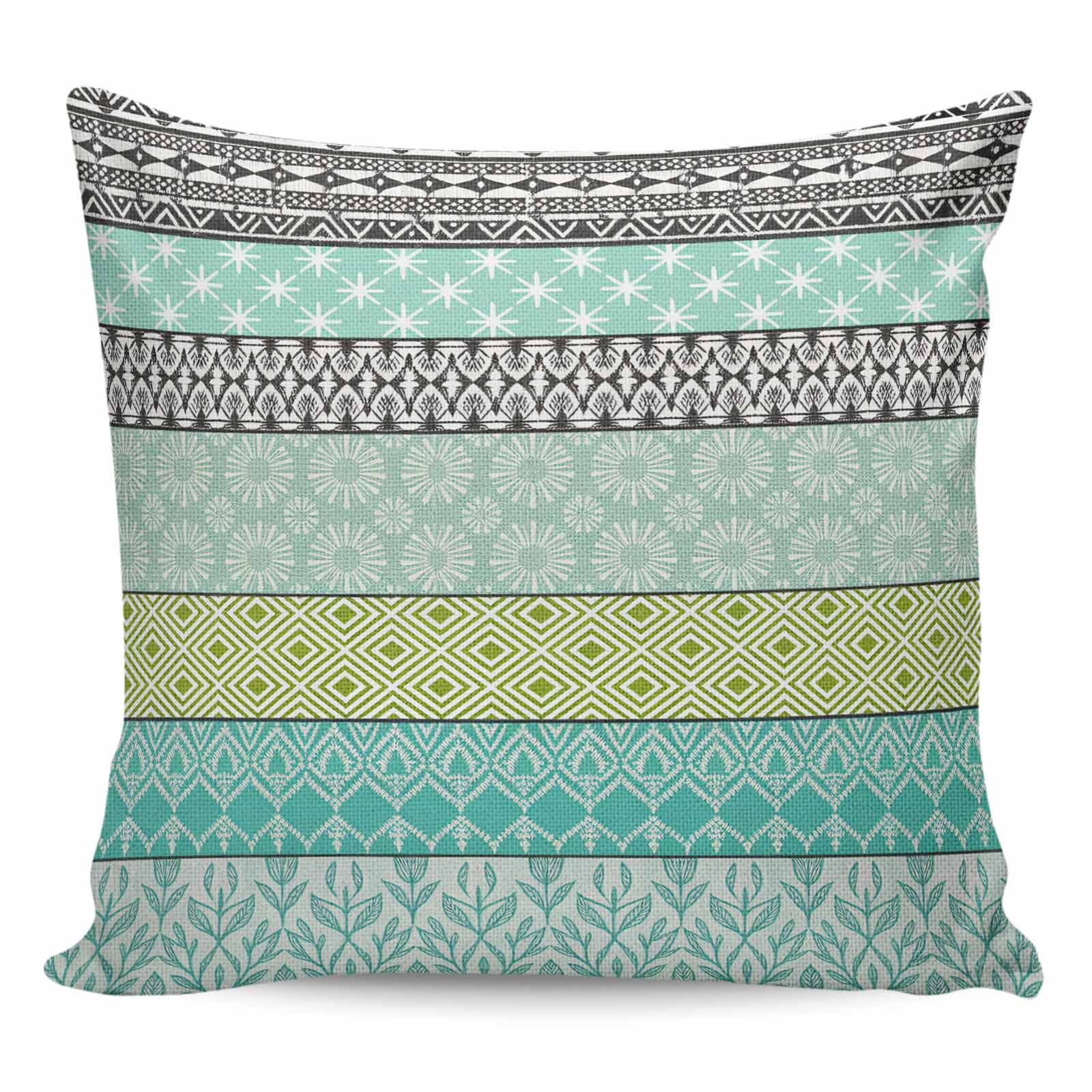 Teal Black Boho Pillow Covers 24x24 Inch Decorative Throw Pillow Cover
