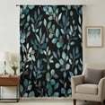 thumbnail image 1 of Teal Black Botanical Sheer Curtains 54 Inches Long, Spring Eucalyptus Leaves Sprigs Light Filering Curtains, Breathable Simi Curtain Privacy Drapes for Kitchen Bathroom Small Window Treatment, 1 of 9